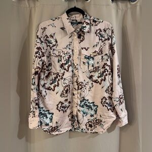 NWT Ralph Lauren Petite Floral Button Down Shirt - Pink and blue